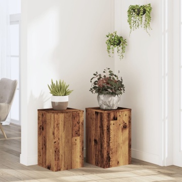 Suporturi de plante 2 buc lemn vechi 30x30x50cm lemn prelucrat - Img 1