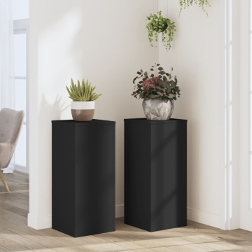 Suporturi de plante, 2 buc., negru, 30x30x70 cm, lemn prelucrat - Img 1
