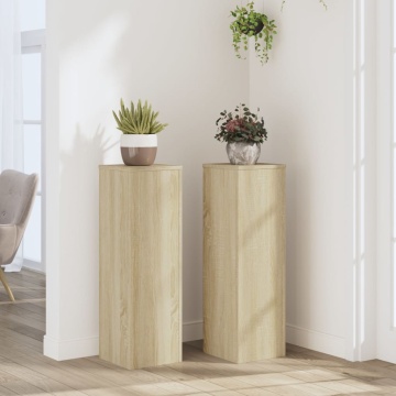Suporturi de plante, 2 buc., stejar sonoma, 25x25x80 cm, lemn - Img 1
