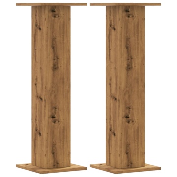 Suporturi difuzoare, 2 buc., stejar artizanal, 30x30x95cm, lemn - Img 2
