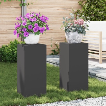 Suporturi pentru plante de exterior Pilar 2 bucăți Negru 24x24x55 cm Oțel - Img 1