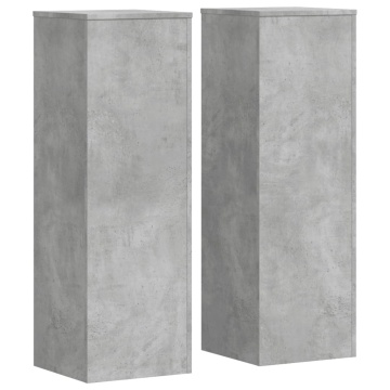 Suporturi plante 2 buc. gri beton 33x33x100 cm lemn prelucrat - Img 2