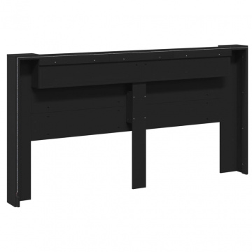 Tăblie cu dulap și LED, negru, 200x16,5x103,5 cm - Img 7