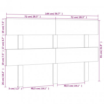 Tăblie de pat, 144x3x81 cm, lemn masiv de pin - Img 5