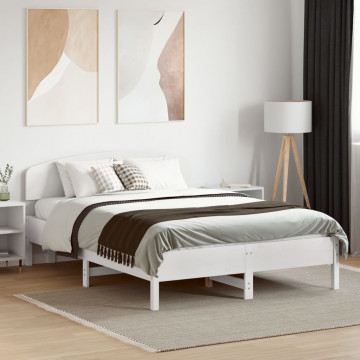 Tăblie de pat, alb, 120 cm, lemn masiv de pin - Img 3