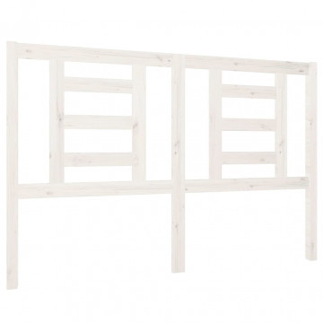Tăblie de pat, alb, 146x4x100 cm, lemn masiv de pin - Img 2
