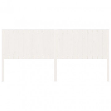 Tăblie de pat, alb, 205,5x4x100 cm, lemn masiv de pin - Img 3