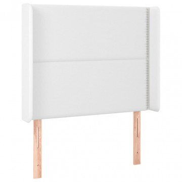 Tăblie de pat cu aripioare, alb, 103x16x118/128 cm, piele eco - Img 2