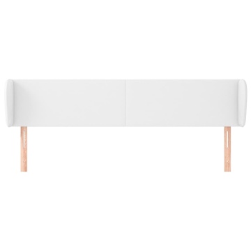 Tăblie de pat cu aripioare alb 163x23x78/88 cm piele ecologică - Img 3