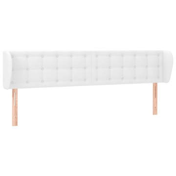 Tăblie de pat cu aripioare alb 203x23x78/88 cm piele ecologică - Img 2