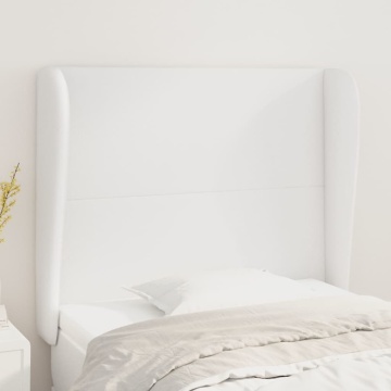 Tăblie de pat cu aripioare, alb, 93x23x118/128 cm, piele eco - Img 1