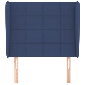 Tăblie de pat cu aripioare, albastru, 103x23x118/128 cm, textil - Img 3