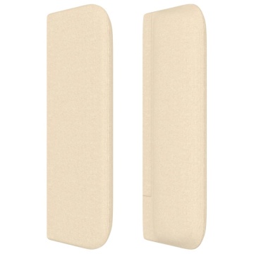 Tăblie de pat cu aripioare, crem, 203x16x78/88 cm textil - Img 4
