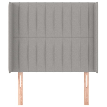Tăblie de pat cu aripioare gri deschis 103x16x118/128 cm textil - Img 3