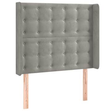 Tăblie de pat cu aripioare gri deschis 103x16x118/128cm catifea - Img 2