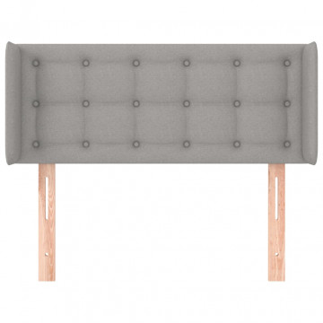 Tăblie de pat cu aripioare gri deschis 103x16x78/88 cm textil - Img 3