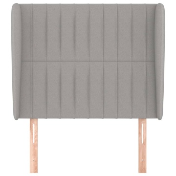 Tăblie de pat cu aripioare gri deschis 103x23x118/128 cm textil - Img 3