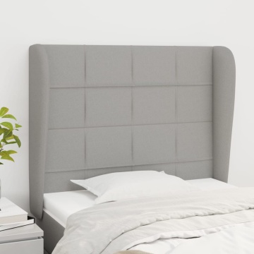 Tăblie de pat cu aripioare gri deschis 103x23x118/128 cm textil - Img 1