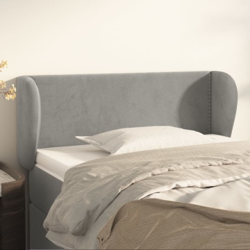 Tăblie de pat cu aripioare gri deschis 103x23x78/88 cm catifea - Img 1