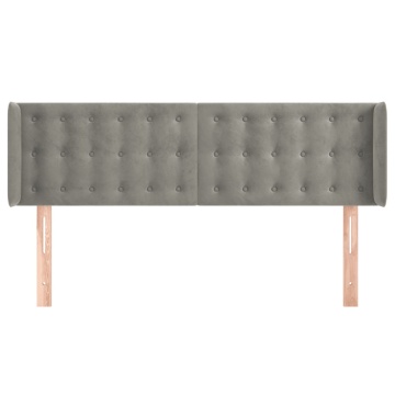 Tăblie de pat cu aripioare gri deschis 147x16x78/88 cm catifea - Img 3