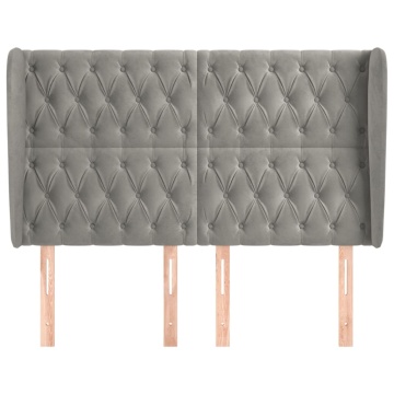 Tăblie de pat cu aripioare gri deschis 147x23x118/128cm catifea - Img 3
