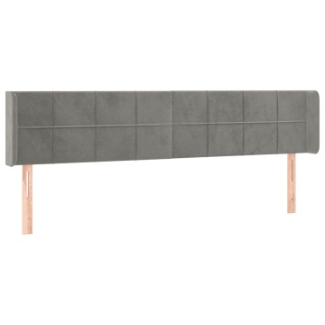 Tăblie de pat cu aripioare gri deschis 163x16x78/88 cm catifea - Img 2