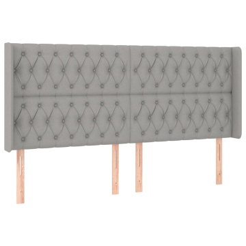Tăblie de pat cu aripioare gri deschis 183x16x118/128 cm textil - Img 2