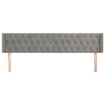 Tăblie de pat cu aripioare gri deschis 183x16x78/88 cm catifea - Img 3