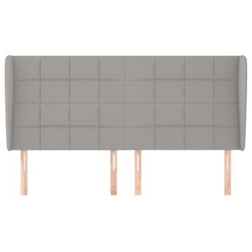 Tăblie de pat cu aripioare gri deschis 203x23x118/128 cm textil - Img 3