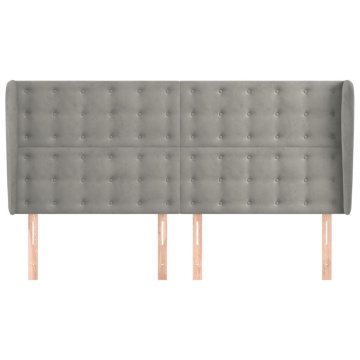 Tăblie de pat cu aripioare gri deschis 203x23x118/128cm catifea - Img 3