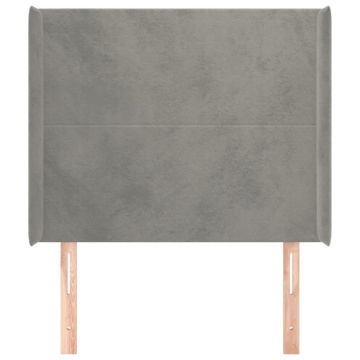 Tăblie de pat cu aripioare gri deschis 83x16x118/128 cm catifea - Img 3