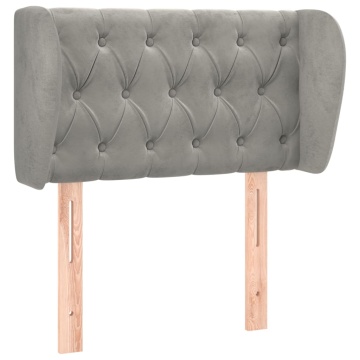 Tăblie de pat cu aripioare gri deschis 83x23x78/88 cm catifea - Img 2