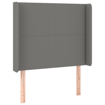 Tăblie de pat cu aripioare gri închis 103x16x118/128 cm textil - Img 2