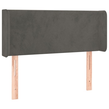 Tăblie de pat cu aripioare gri închis 103x16x78/88 cm catifea - Img 2