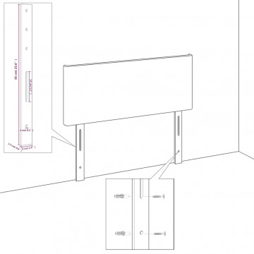 Tăblie de pat cu aripioare gri închis 103x23x118/128 cm catifea - Img 6