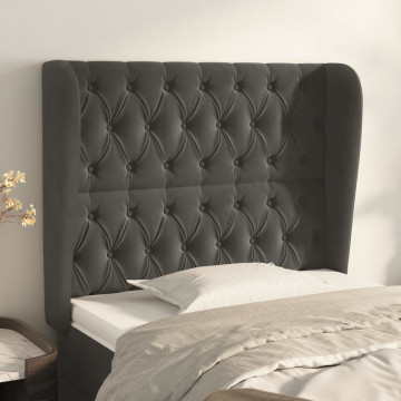 Tăblie de pat cu aripioare gri închis 103x23x118/128 cm catifea - Img 1