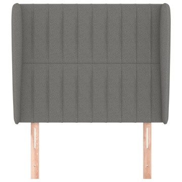 Tăblie de pat cu aripioare gri închis 103x23x118/128 cm textil - Img 3
