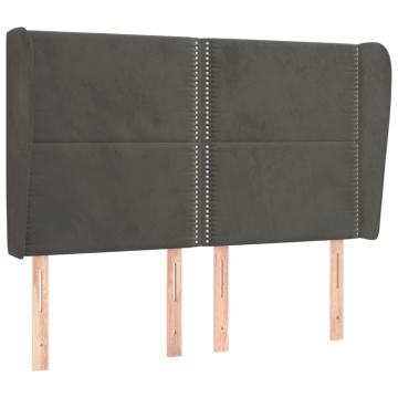 Tăblie de pat cu aripioare gri închis 147x23x118/128 cm catifea - Img 2