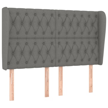 Tăblie de pat cu aripioare gri închis 163x23x118/128 cm textil - Img 2