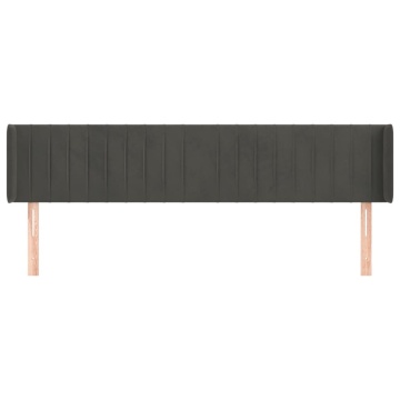 Tăblie de pat cu aripioare gri închis 183x16x78/88 cm catifea - Img 3
