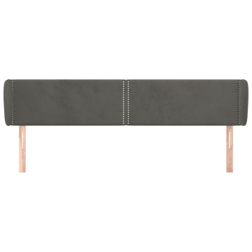 Tăblie de pat cu aripioare gri închis 183x23x78/88 cm catifea - Img 3