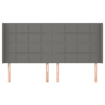 Tăblie de pat cu aripioare gri închis 203x16x118/128 cm textil - Img 3
