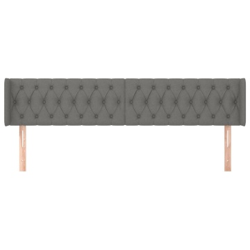 Tăblie de pat cu aripioare gri închis 203x16x78/88 cm textil - Img 3