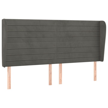 Tăblie de pat cu aripioare gri închis 203x23x118/128 cm catifea - Img 2
