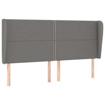 Tăblie de pat cu aripioare gri închis 203x23x118/128 cm, textil - Img 2