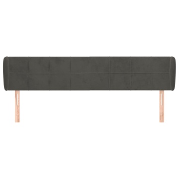 Tăblie de pat cu aripioare gri închis 203x23x78/88 cm catifea - Img 3