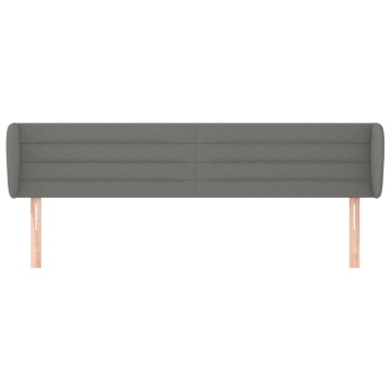 Tăblie de pat cu aripioare gri închis 203x23x78/88 cm textil - Img 3