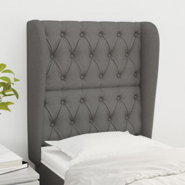 Tăblie de pat cu aripioare gri închis 83x23x118/128 cm textil - Img 1