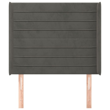 Tăblie de pat cu aripioare gri închis 93x16x118/128 cm catifea - Img 3
