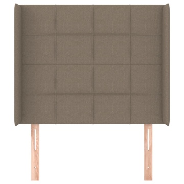 Tăblie de pat cu aripioare gri taupe 83x16x118/128 cm textil - Img 3
